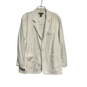 Moshiko Women's Jacket Blazer Linen Blend Long Pockets Career Cream Size XXL